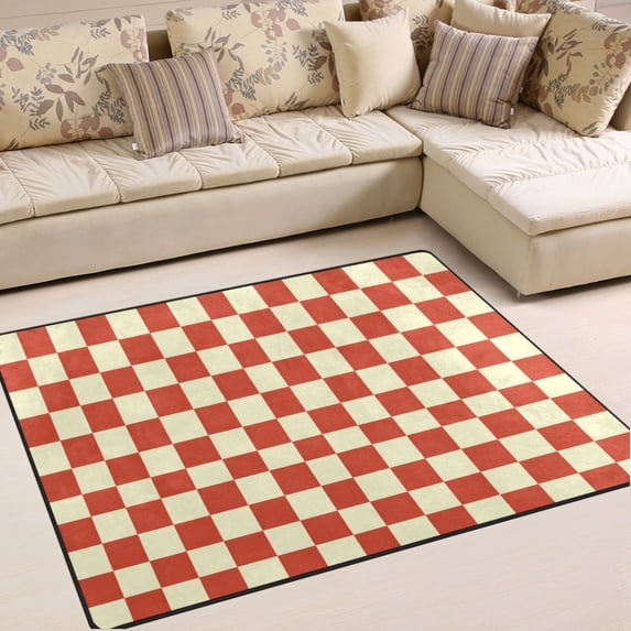 Ryvnso Checkered Grid-t6 Area Rug Floor Mats Non-Slip Home Carpet 63 x 48 inch