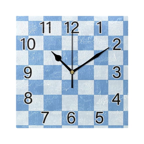 Ryvnso Checkered Grid-t7 Wall Clock Square Silent Non-Ticking Battery Operated 7.78"