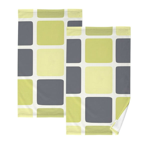 Ryvnso Checkered Grid-t8 Cotton Hand Towels Sets Face Towel 2 PCs Bathroom Decorative