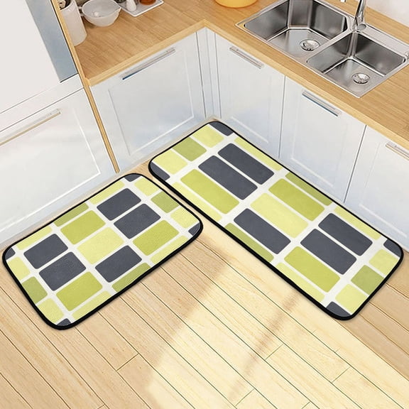 Ryvnso Checkered Grid-t8 Kitchen Rugs Set Non Slip Runner Mats for Dining Room