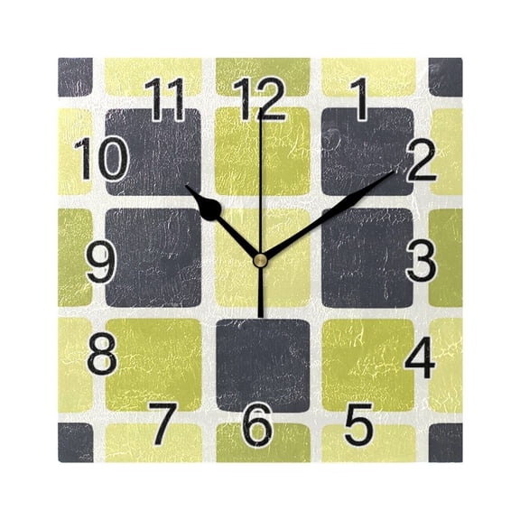 Ryvnso Checkered Grid-t8 Wall Clock Square Silent Non-Ticking Battery Operated 7.78"
