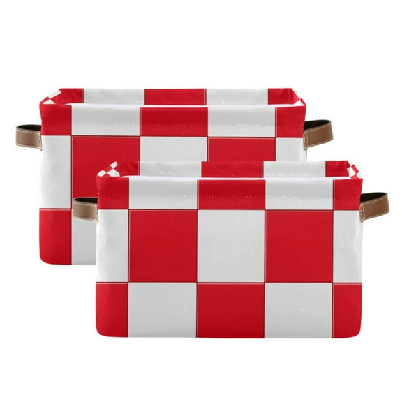 Ryvnso Checkered Grid-t9 Storage Basket Large Bin Foldable Boxes Toys Organizer 14.2x10.2x8.3in 2 PCs