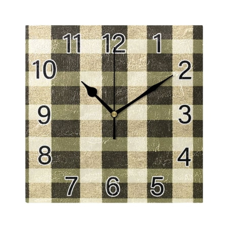 Ryvnso Checkered Grid-z3 Wall Clock Square Silent Non-Ticking Battery Operated 7.78"
