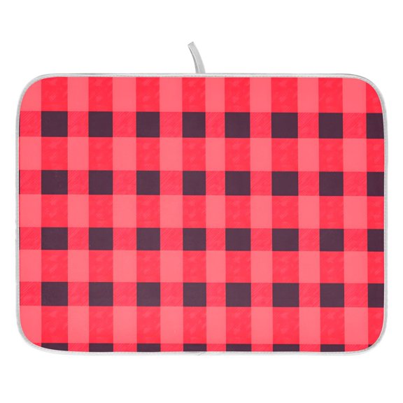 Ryvnso Checkered Pattern Dish Drying Mat for Kitchen Countertop 18x24 Large Dish Pad Drainer Rack Dish Sink Mats