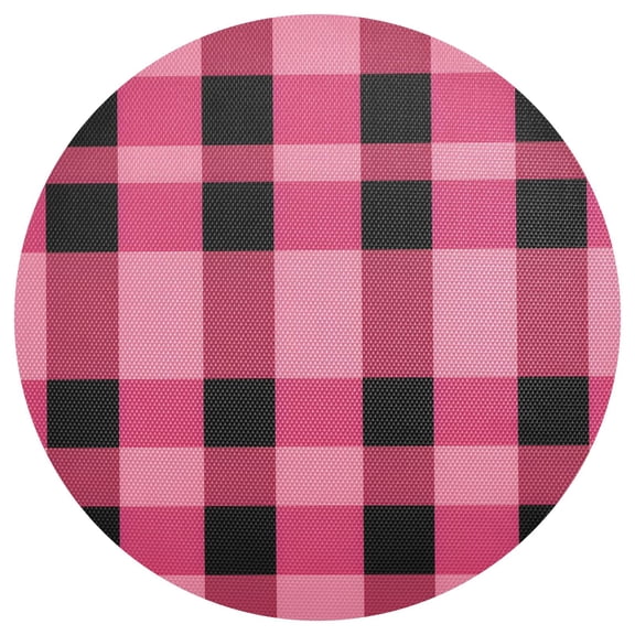 Ryvnso Checkered Pink Grid Print Round Plate Mats Dining Table Placemat 1 Piece for Holiday Decoration