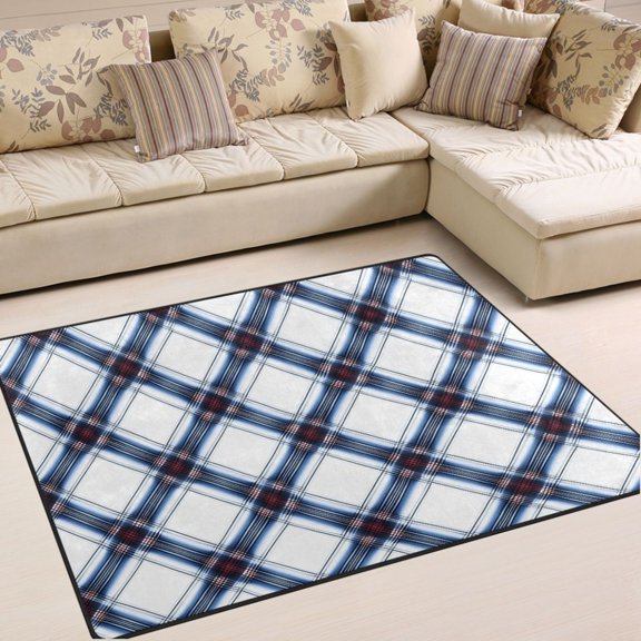 Ryvnso Checkered Plaid Pattern Area Rug Floor Mats Non-Slip Home Carpet 63 x 48 inch