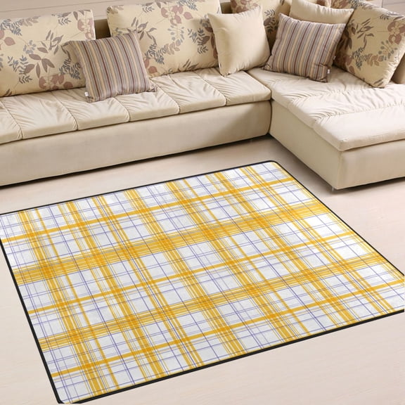 Ryvnso Checkered Plaid Print Area Rug Floor Mats Non-Slip Home Carpet 63 x 48 inch