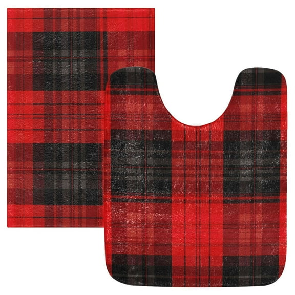 Ryvnso Checkered Print Bathroom Shaggy Rugs Toilet Mat Soft Contour Rug