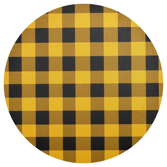 Ryvnso Checkered Yellow Grid Print Round Plate Mats Dining Table Placemat 1 Piece for Holiday Decoration