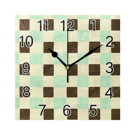 Ryvnso Checkered-h8 Wall Clock Square Silent Non-Ticking Battery Operated 7.78"