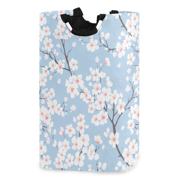 Ryvnso Cherry Blossom Blue Pattern Large Storage Basket with Handles Collapsible Organizer Bin Laundry Hamper