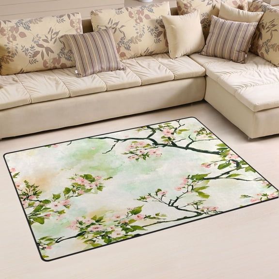 Ryvnso Cherry Floral Area Floor Mat Non-Slip Carpet Soft Rugs Doormats 31" x 20"