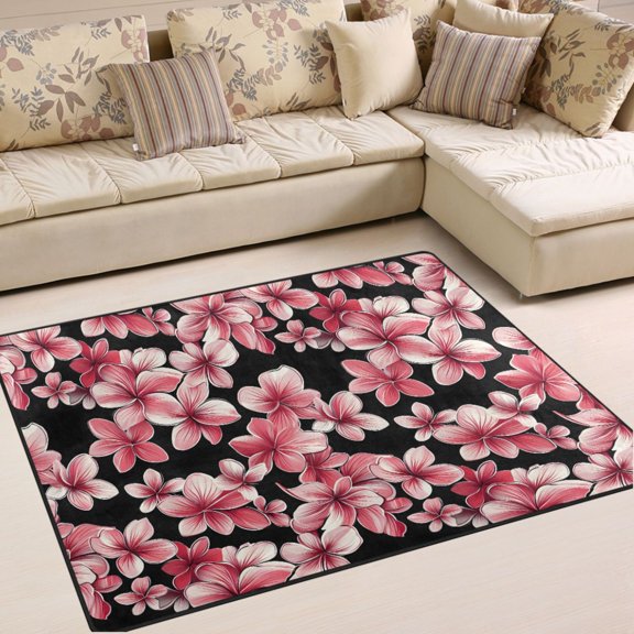 Ryvnso Cherry Flower Area Rug Floor Mats Non-Slip Home Carpet 63 x 48 inch