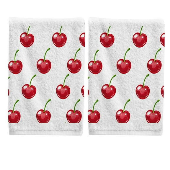 Ryvnso Cherry Fruit Hand Towels Set for Bathroom Cotton Face Towel Decorative 15.5x29.5 inch