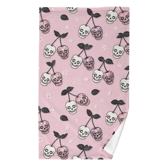Ryvnso Cherry Skulls Pattern Cotton Hand Towel Absorbent Face Bath Towels for Beach Pool Sports