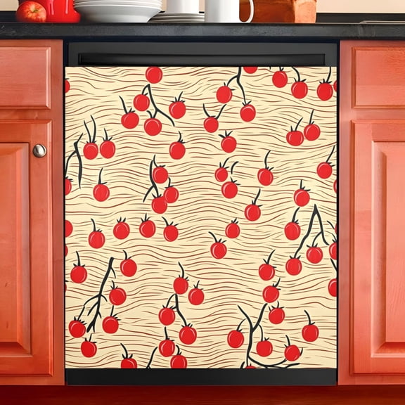 Ryvnso Cherry Wave Pattern Dishwasher Magnetic Refrigerator Magnet Cover Kitchen Home Decorative 23"x26"
