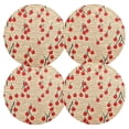 thumbnail image 1 of Ryvnso Cherry Wave Pattern Round Plate Mats Dining Table Placemat Set of 4 for Holiday Decoration, 1 of 7