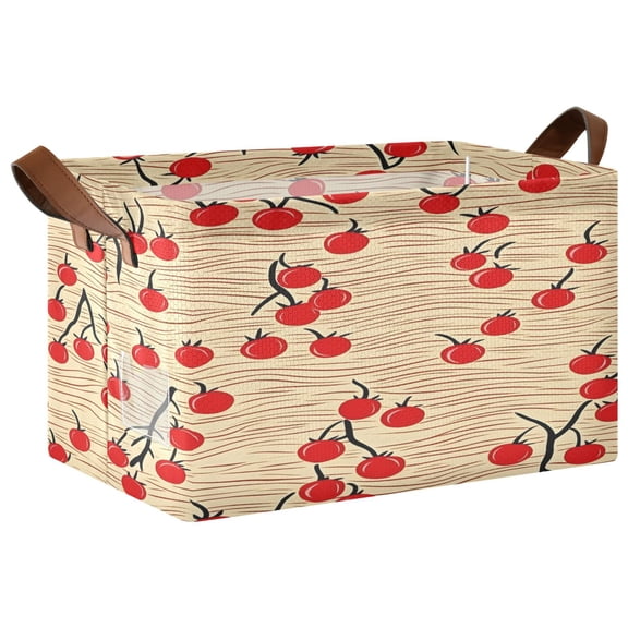 Ryvnso Cherry Wave Pattern Storage Bins Large Basket Foldable Cube Toys Organizer with Handles 1 PC