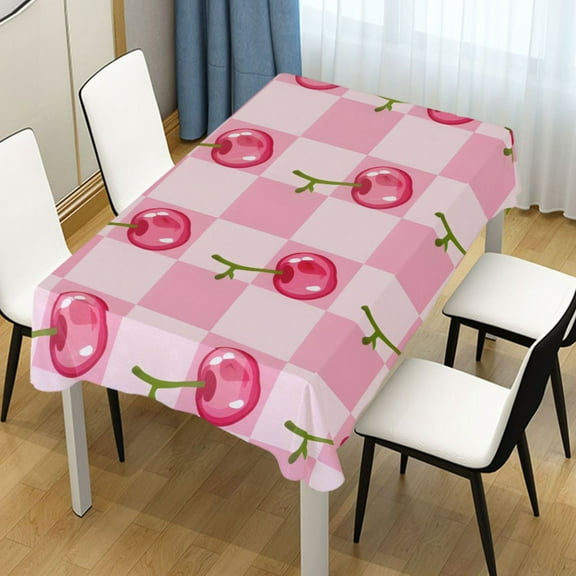 Ryvnso Cherry in Checkered Pattern Rectangle Table Cloth Tablecover Dinning Tablecloth 54"x72"