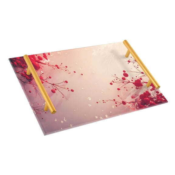 Ryvnso Cherry on Branch Bathroom Tray Vanity Countertop Trays Acrylic Organizer