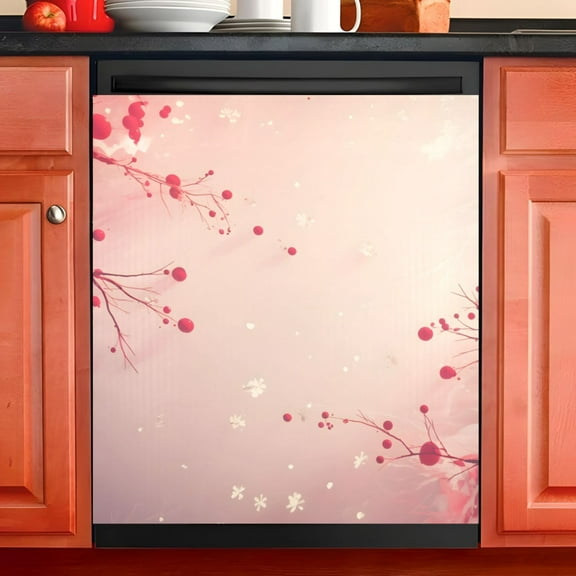 Ryvnso Cherry on Branch Dishwasher Magnetic Refrigerator Magnet Cover Kitchen Home Decorative 23"x26"