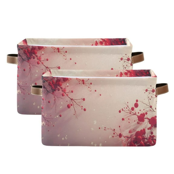 Ryvnso Cherry on Branch Storage Basket Large Bin Foldable Boxes Toys Organizer 14.2x10.2x8.3in 2 PCs