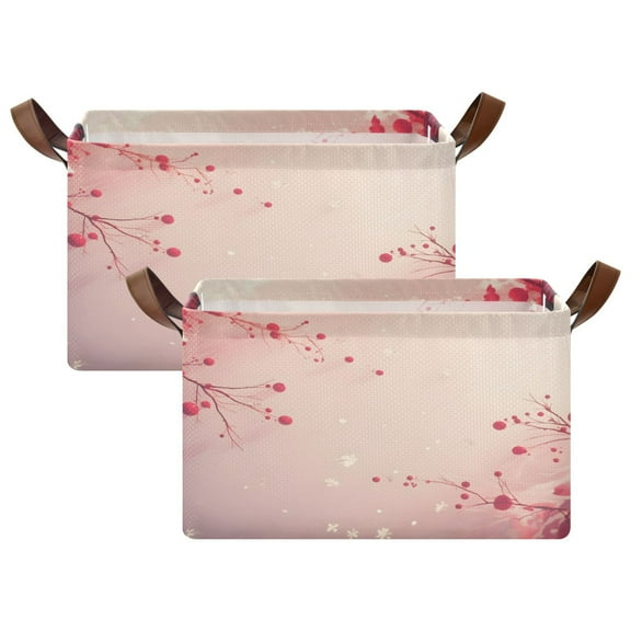 Ryvnso Cherry on Branch Storage Bins Large Basket Foldable Cube Toys Organizer with Handles 2 PCs