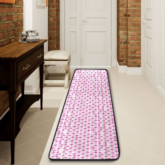 Ryvnso Cherry on Checkered Hallway Runner Rugs Floor Carpet Non Slip Entryway Mat 2' x 6'