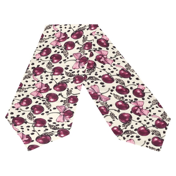 Ryvnso Cherry with Leopard Table Runner Tablecloth Home Decoration 13 x 70 inches