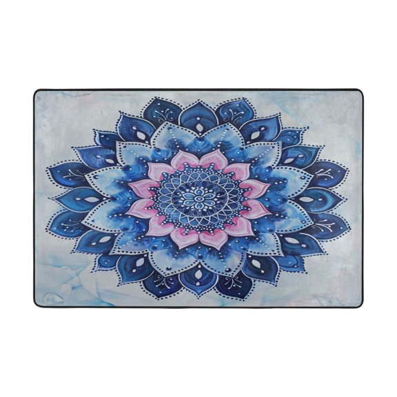 Ryvnso Chic Mandala Flower Area Floor Mats Large Nursery Rugs Non-Slip Carpets Doormat 36" x 24"