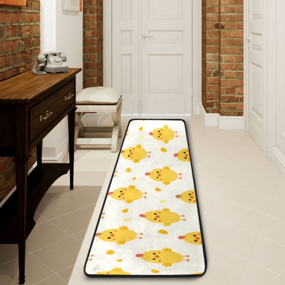 Ryvnso Chickens Cartoon Cute Hallway Runner Rugs Floor Carpet Non Slip Entryway Mat 2' x 6'