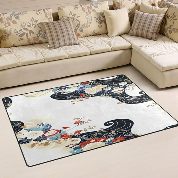 Ryvnso Chinese Arabesque Pattern Area Floor Mat Non-Slip Carpet Soft Rugs Doormats 31" x 20"