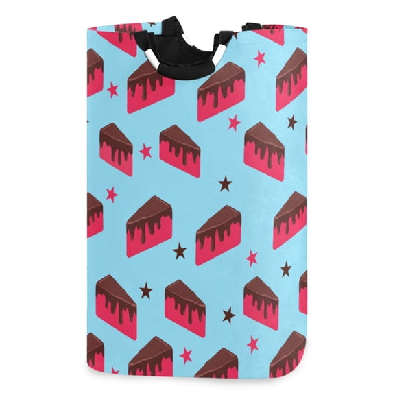 Ryvnso Chocolate Cake Stars Pattern Large Storage Basket with Handles Collapsible Organizer Bin Laundry Hamper