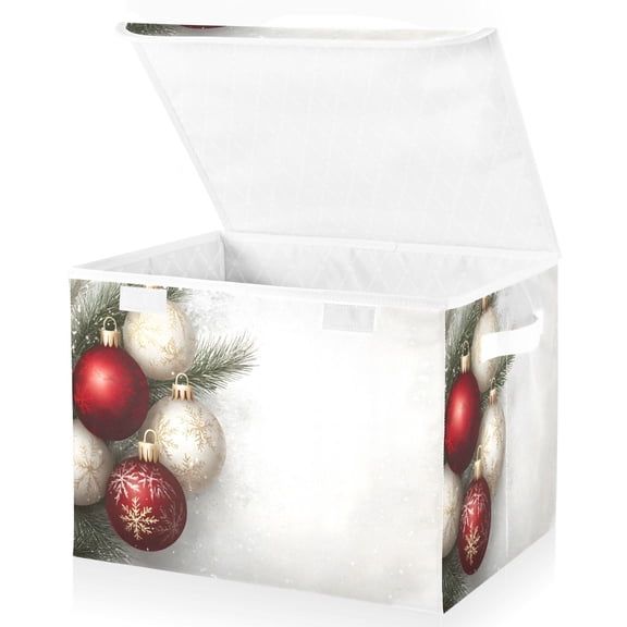 Ryvnso Christmas Balls Large Lidded Foldable Storage Baskets Cubes Boxes Lids Bin for Home