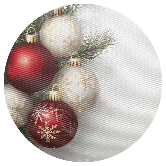 Ryvnso Christmas Balls Round Plate Mats Dining Table Placemat 1 Piece for Holiday Decoration