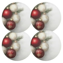 Ryvnso Christmas Balls Round Plate Mats Dining Table Placemat Set of 4 for Holiday Decoration