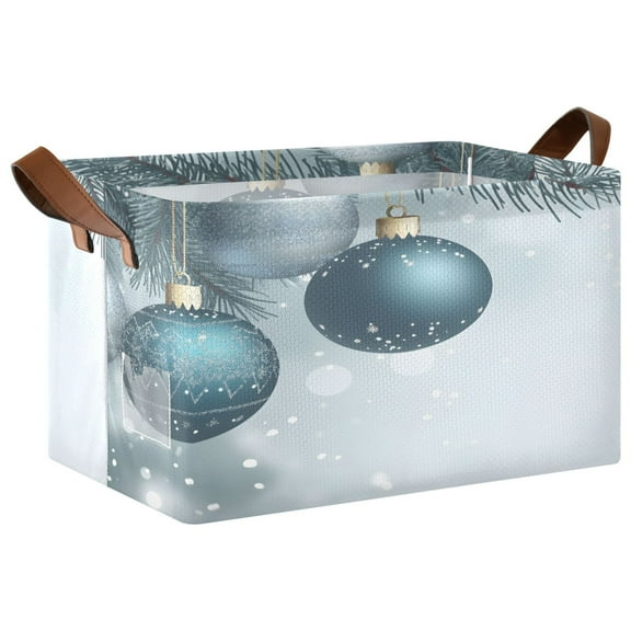 Ryvnso Christmas Balls Snowflake Storage Bins Large Basket Foldable Cube Toys Organizer with Handles 1 PC