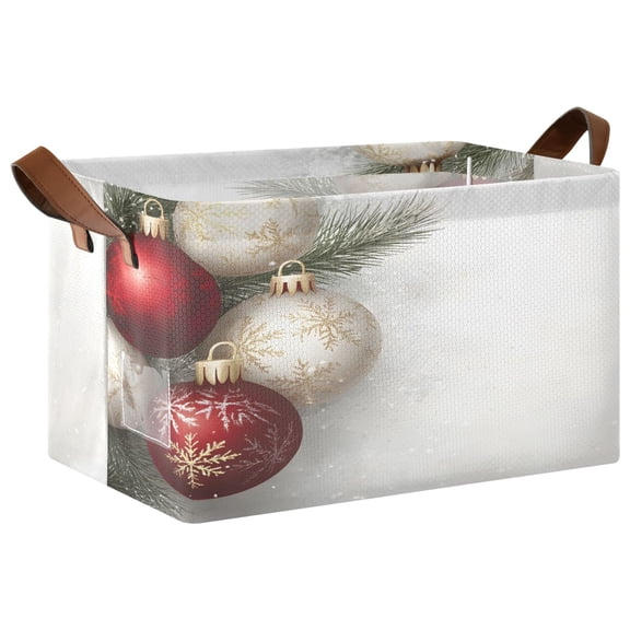 Ryvnso Christmas Balls Storage Bins Large Basket Foldable Cube Toys Organizer with Handles 1 PC