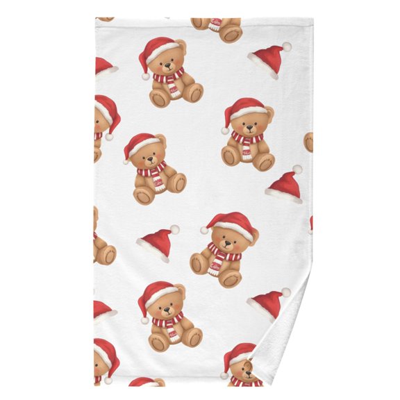 Ryvnso Christmas Bears Pattern Cotton Hand Towel Absorbent Face Bath Towels for Beach Pool Sports