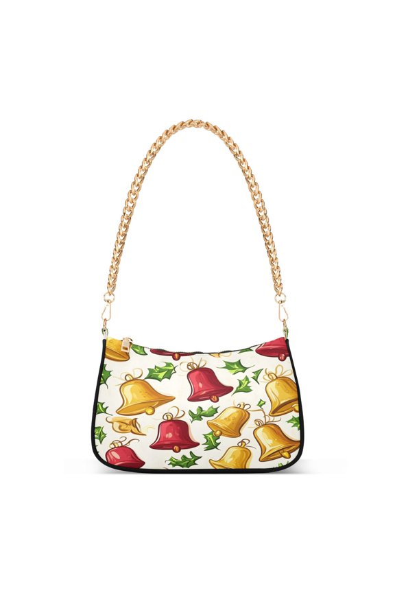Christmas Bells Womens Chain Shoulder Bag Tote Handbags Clutch Hobo Purse with Zipper for Travel