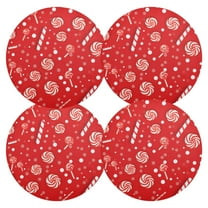 Ryvnso Christmas Candy Round Plate Mats Dining Table Placemat Set of 4 for Holiday Decoration