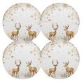 thumbnail image 1 of Ryvnso Christmas Deers Golden Round Plate Mats Dining Table Placemat Set of 4 for Holiday Decoration, 1 of 7