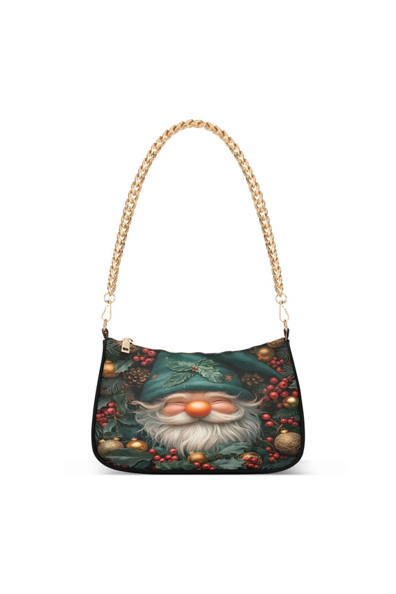 Christmas Funny Gnome Womens Chain Shoulder Bag Tote Handbags Clutch Hobo Purse with Zipper for Travel