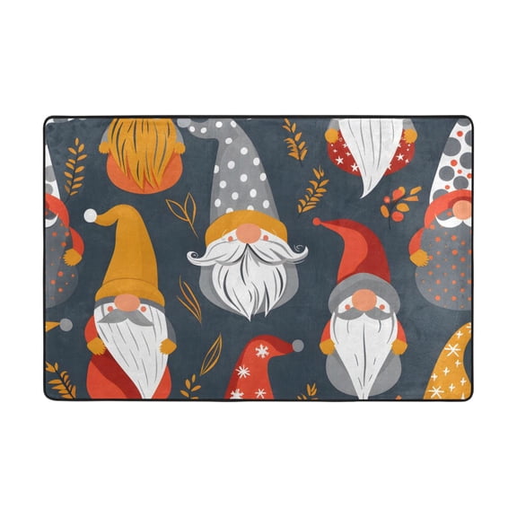 Ryvnso Christmas Gnome Print Area Floor Mats Large Nursery Rugs Non-Slip Carpets Doormat 36" x 24"