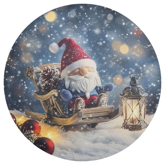Ryvnso Christmas Gnome Round Plate Mats Dining Table Placemat 1 Piece for Holiday Decoration