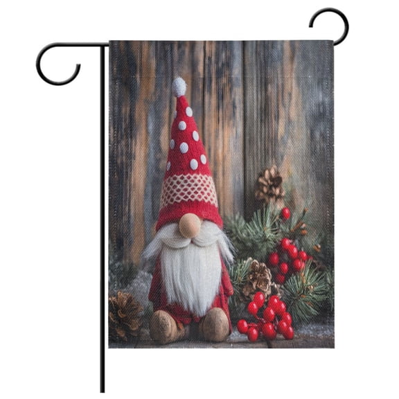 Ryvnso Christmas Gnome Wooden Garden Flag 12x18 Inch Double Sided Seasonal Yard Decoration