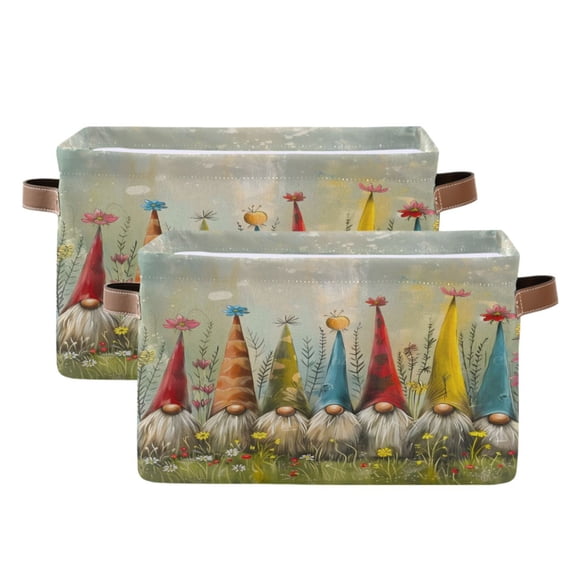 Ryvnso Christmas Gnomes Dressed Hat Storage Basket Large Bin Foldable Boxes Toys Organizer 14.2x10.2x8.3in 2 PCs