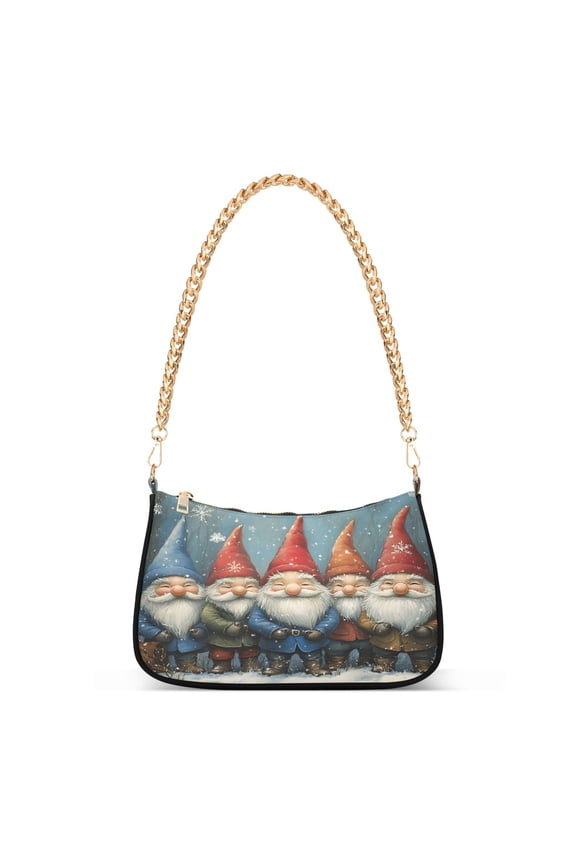 Christmas Gnomes in Winter Womens Chain Shoulder Bag Tote Handbags Clutch Hobo Purse with Zipper for Travel