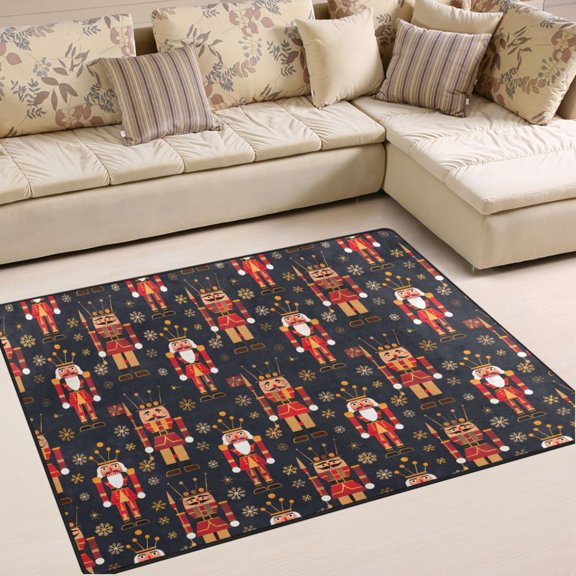 Ryvnso Christmas Golden Nutcracker Area Rug Floor Mats Non-Slip Home Carpet 63 x 48 inch
