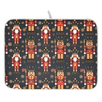 Ryvnso Christmas Golden Nutcracker Dish Drying Mat for Kitchen Countertop 16x18 Small Dish Pad Drainer Rack Dish Sink Mats